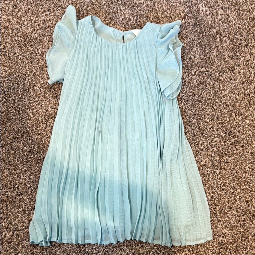 Light Blue Pleated Kids Dress